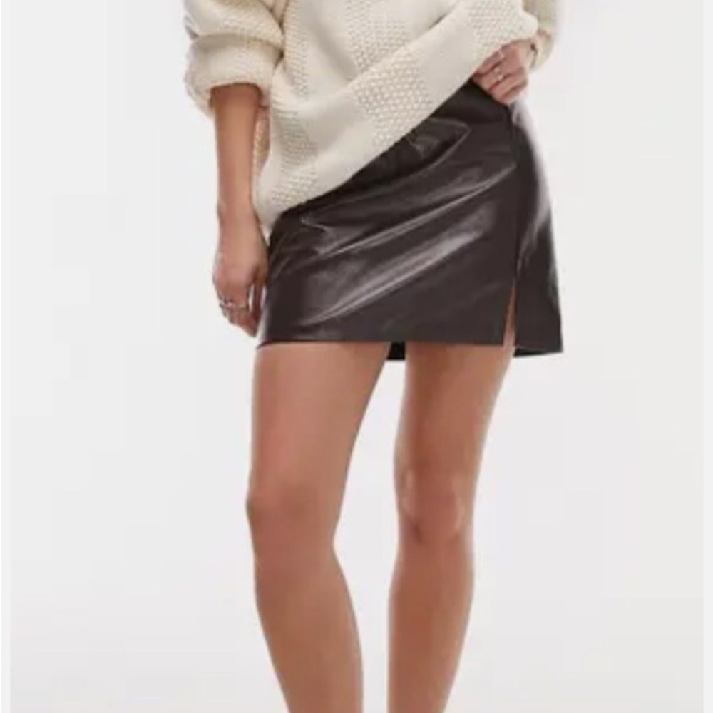 Topshop Black Faux Leather Mini Skirt